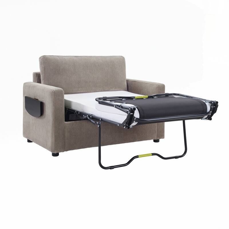 Sleeper Sofa Loveseat Sofa with a Foldable Mattress and Storage Pocket and Two USB Ports - 2 Seat