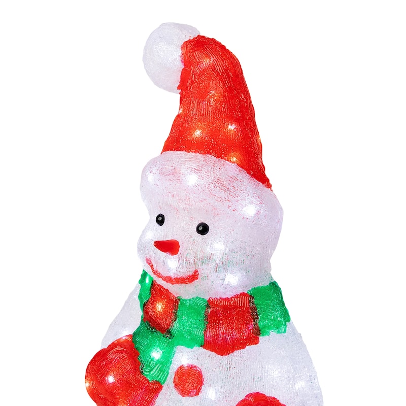 25" Lighted Commercial Grade Acrylic Christmas Snowman Display Decor - White