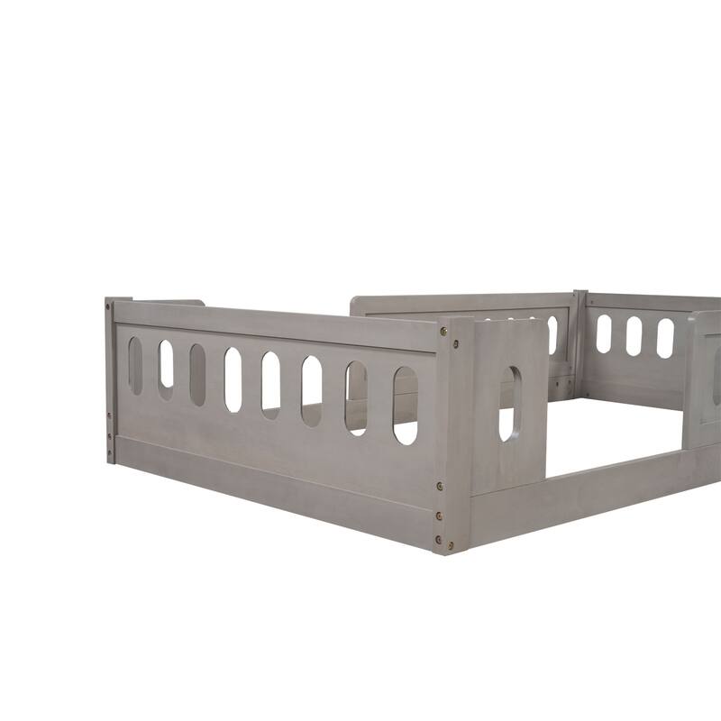 Floor Platform Bed with Guardrails by Harper&Bright Designs