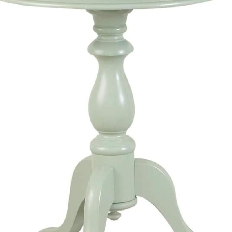 25.25" Antique Ivory Round Side Table with Pedestal Base Curving Feet