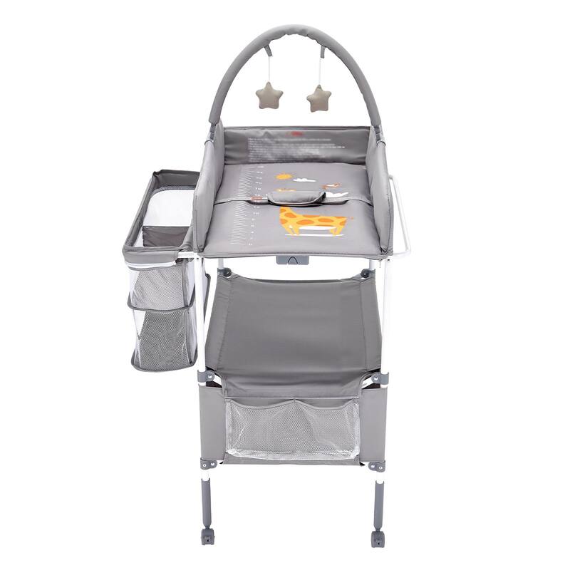 Oxford Fabric Changing Table with Adjustable Height and Storage - 30.00 x 29.53 x (39.57-42.52) in