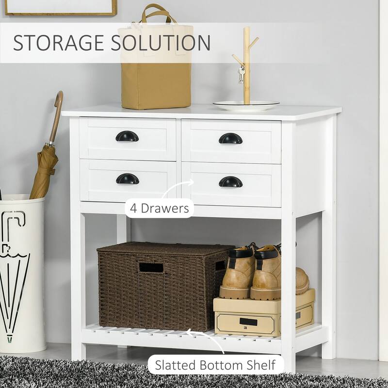 HOMCOM Sideboard Buffet Cabinet, Storage Serving Console Table with 4 Drawers and Slatted Bottom Shelf for Kitchen, Living Room