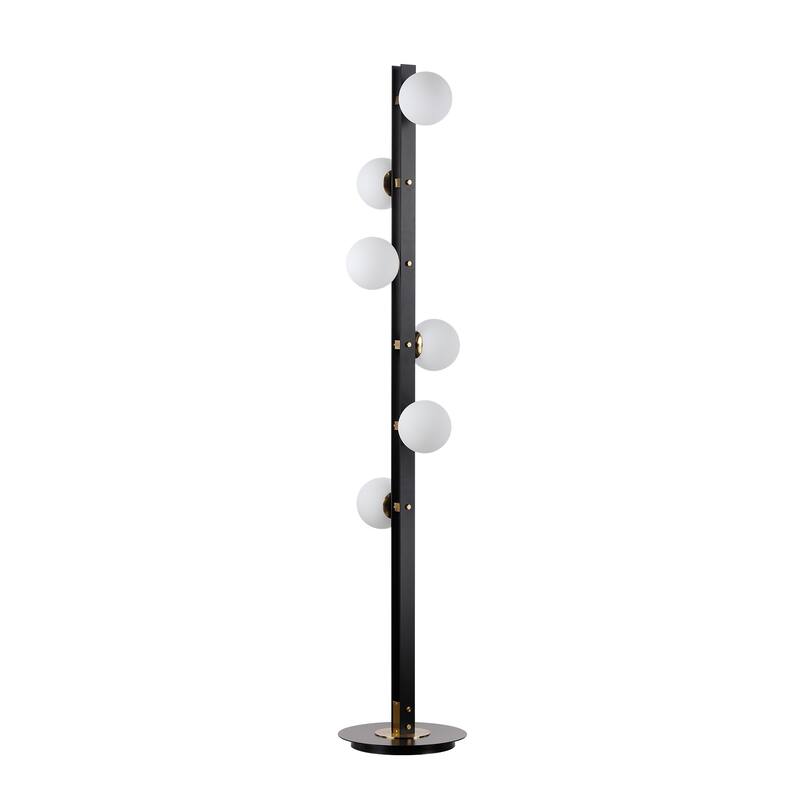 6-Light Nordic Inspired Black Floor Lamp - N/A