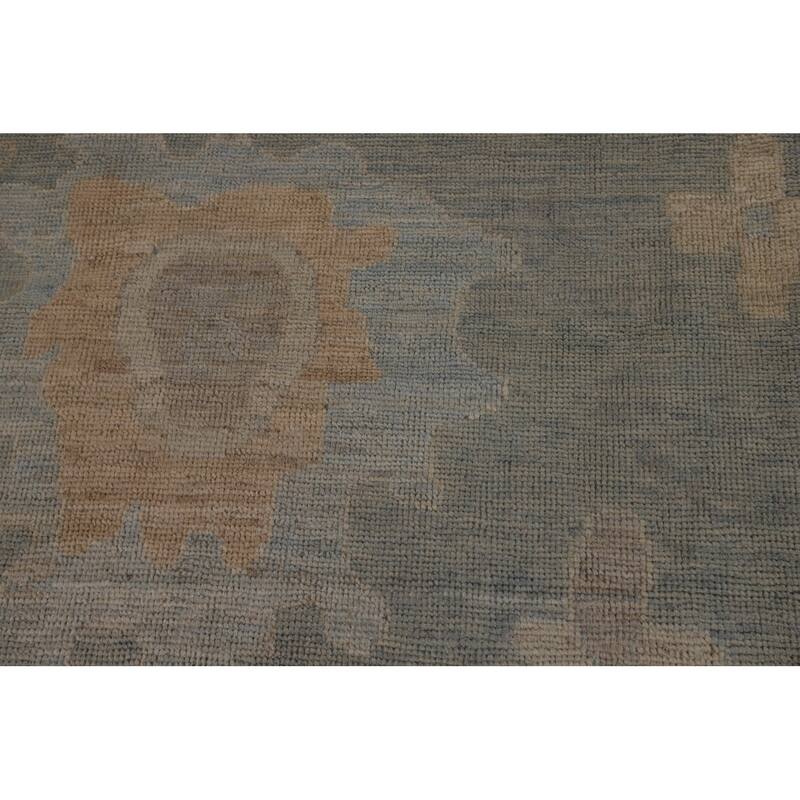 Vegetable Dye Blue Oushak Turkish Rug Handmade Oriental Wool Carpet - 8'10"x 11'8"