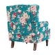 preview thumbnail 83 of 85, 2 Set Transitional Patterned Wingback Accent Chairs with NailHead