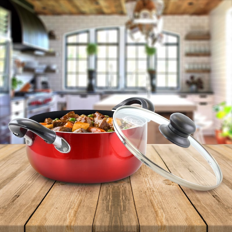 13-Quart Glass Lid Dual Handle Aluminum Dutch Oven