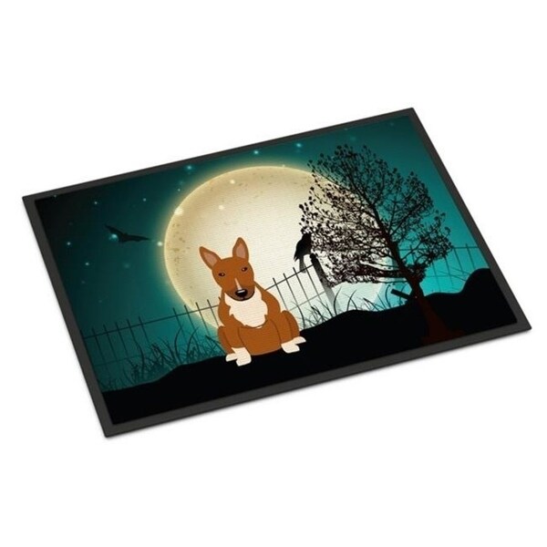 Carolines Treasures BB2324MAT Halloween Scary Bull Terrier Red Indoor or Outdoor Mat 18 x 0.25 x 27 in.