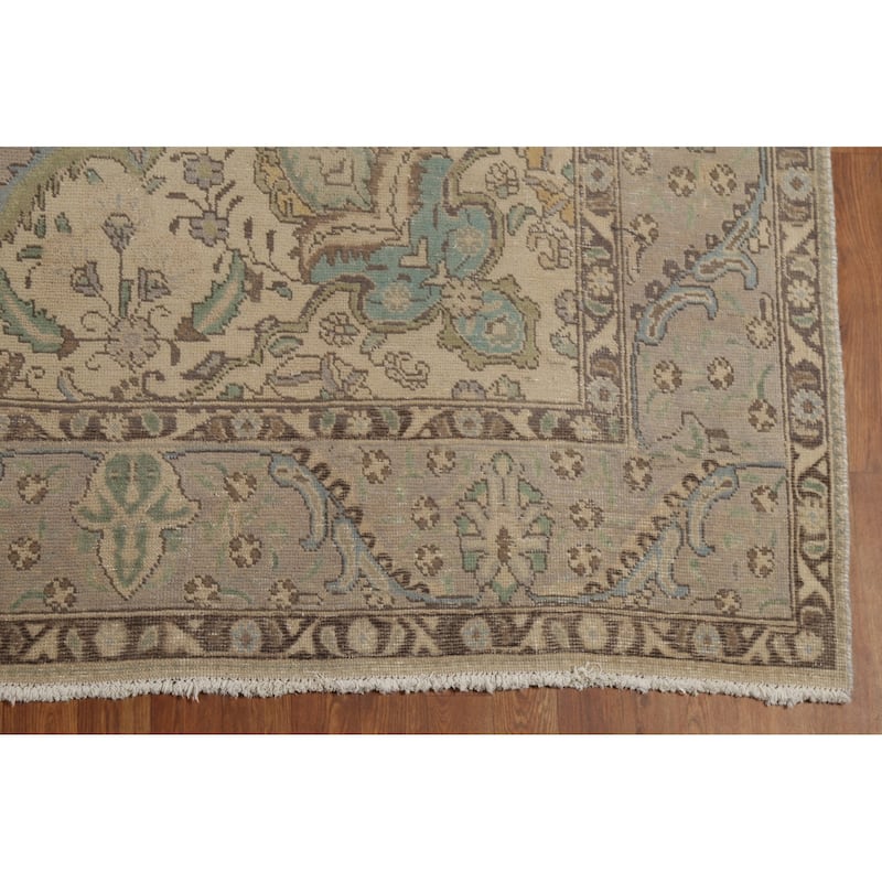 Tabriz Persian Vintage Rug Hand-Knotted Traditional Wool Carpet - 9'4"x 12'8"