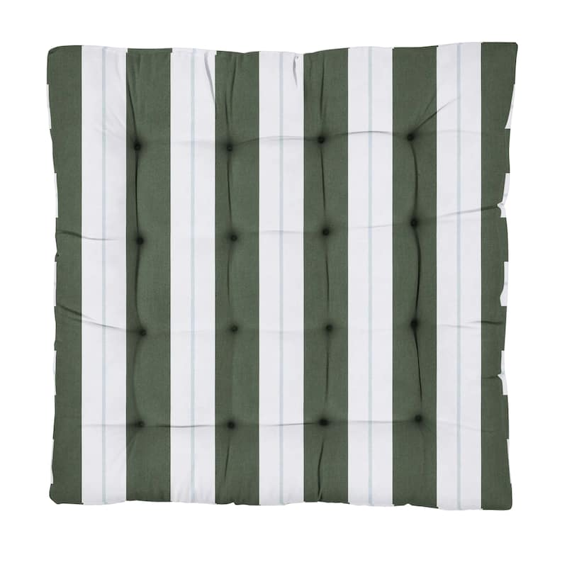 Sorra Home Sunbrella Striped Large Indoor/Outdoor Square Tufted Floor Pillow with Handle (Single Pillow)
