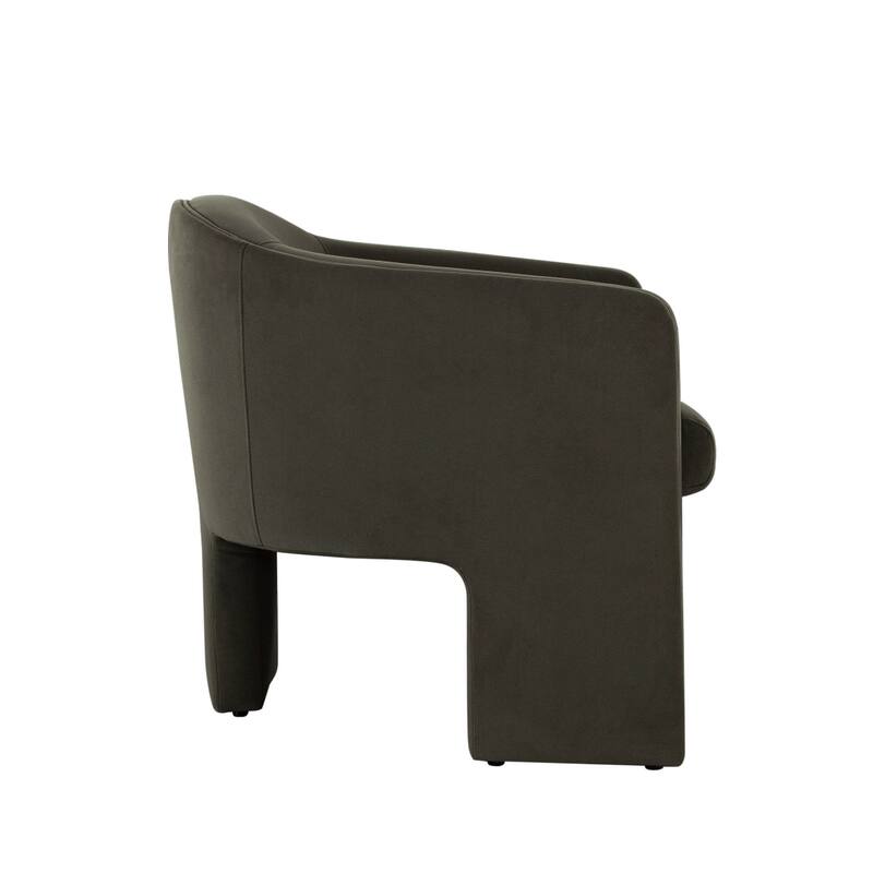 Lery Accent Chair, Green Winter Moss Performance Velvet, Curved Design