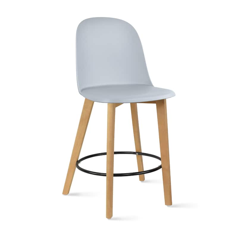 Set of 2 Designer Eiffel Chairs Counter Stools With Backs Side Molded Shell Kitchen Office Dining Dowel Bar Patio