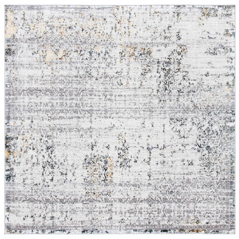 SAFAVIEH Amelia Guenievre Abstract Distressed Rug - 6'7" Square - Grey/Ivory