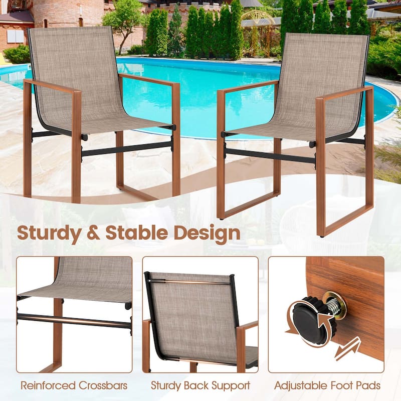 Gymax 4 PCS Outdoor Dining Chairs Patio Furniture Chair w/ Breathable