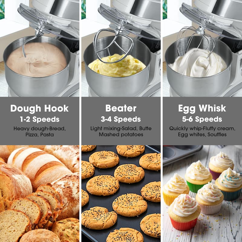 5.5-Quart Modern 6 Speeds Tilt-Head Kitchen Stand Mixer