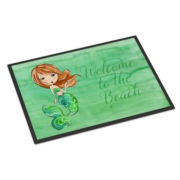Carolines Treasures BB8515JMAT Mermaid Welcome Green Indoor Or Outdoor Mat - 24 x 36 in.