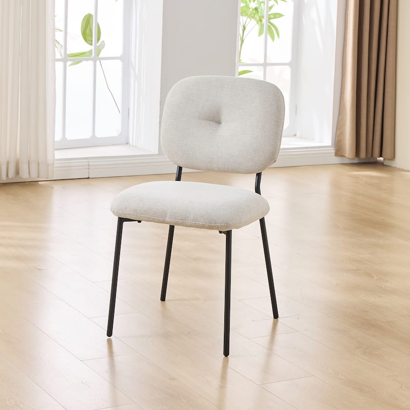 Dining Chairs Set of 2, Upholstered Accent Chairs with Metal Legs - Space-Saving Contemporary Kitchen & Dining Room Seating