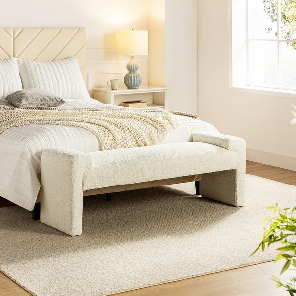 Roland Modern 58.5''W Upholstered Bedroom Bench by HULALA HOME - Ivory