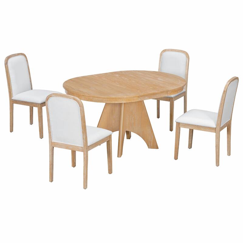 Extendable Dining Table for 4-6, 42" to 58" Rustic Farmhouse Table with X-Legs