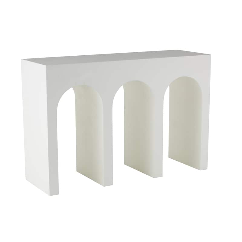 Wooden Art Deco Arched Cutout Console Table - White - Roche River Decor - 16"Wx47"Lx32"H
