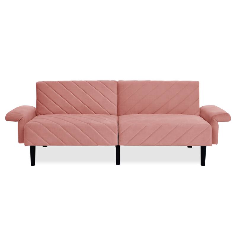 Convertible Futon Sofa Bed Couch,87" Inch Velvet Foam Futon,Modern Sleeper Sofa with Armrest for Living Room