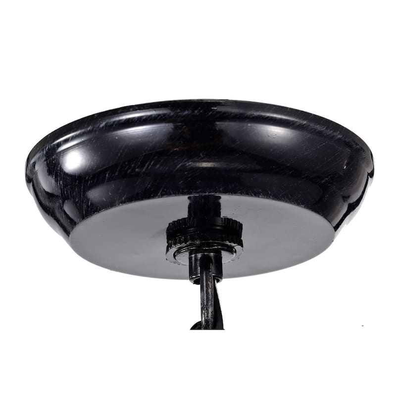Antique Black 3-Light Round Drum Chandelier with Crystal