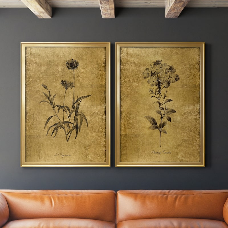 Gold Sketch Botanical I Premium Framed Print - Ready to Hang - Multi-Color