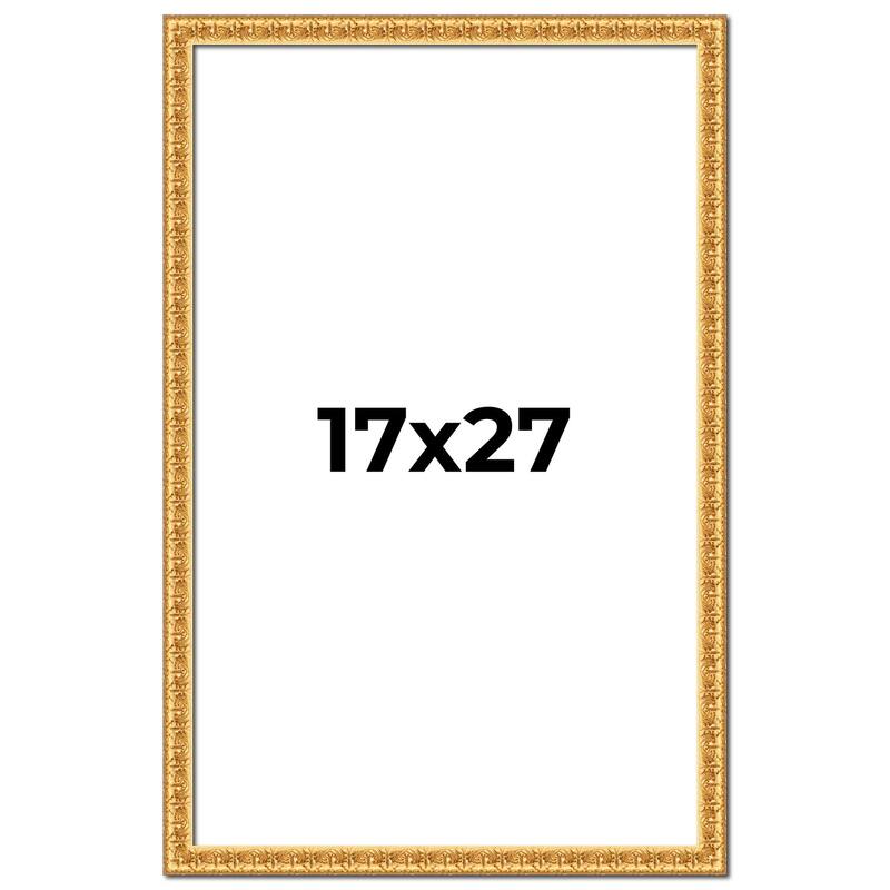 17x27 Frame Gold Real Wood Picture Frame Width 1 inches | Interior
