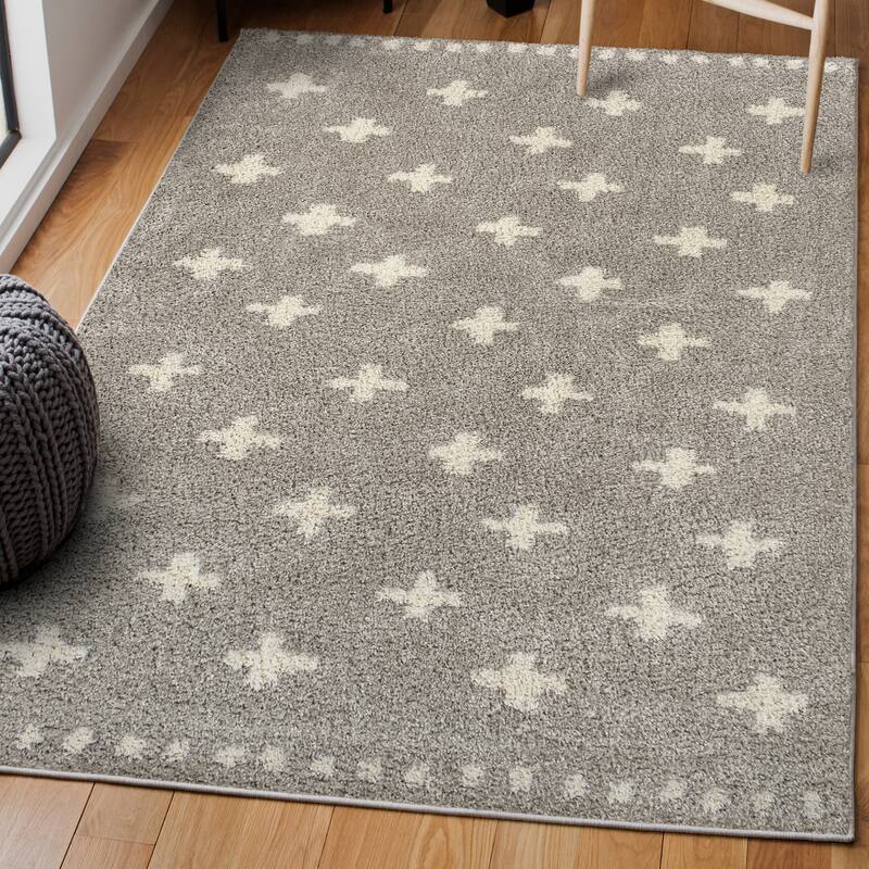 JONATHAN Y Calvia Berber Geometric Shag Area Rug