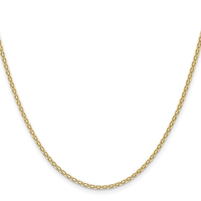 Curata 14k Yellow Gold 10" 2mm Flat Bismark Chain Ankle Bracelet (Lobster-claw)