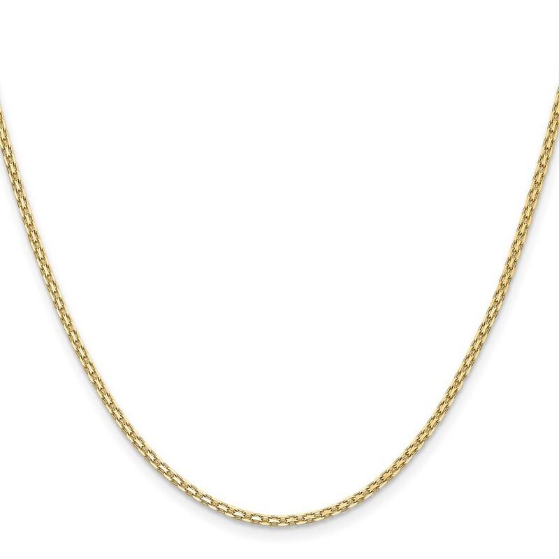 Curata 14k Yellow Gold Solid Polished 2mm Lightweight Handmade Flat Chain Bracelet Lobster Claw