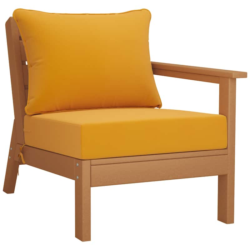 Birchwood All Weather HDPE Outdoor Patio Teak Deep Seating Conversation Set (6-Piece Set)