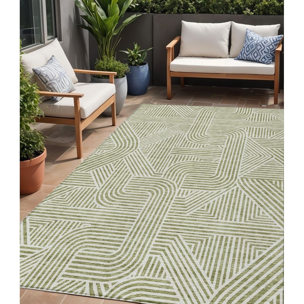 HomeRoots Abstract Transitional Rectangle Outdoor Rug