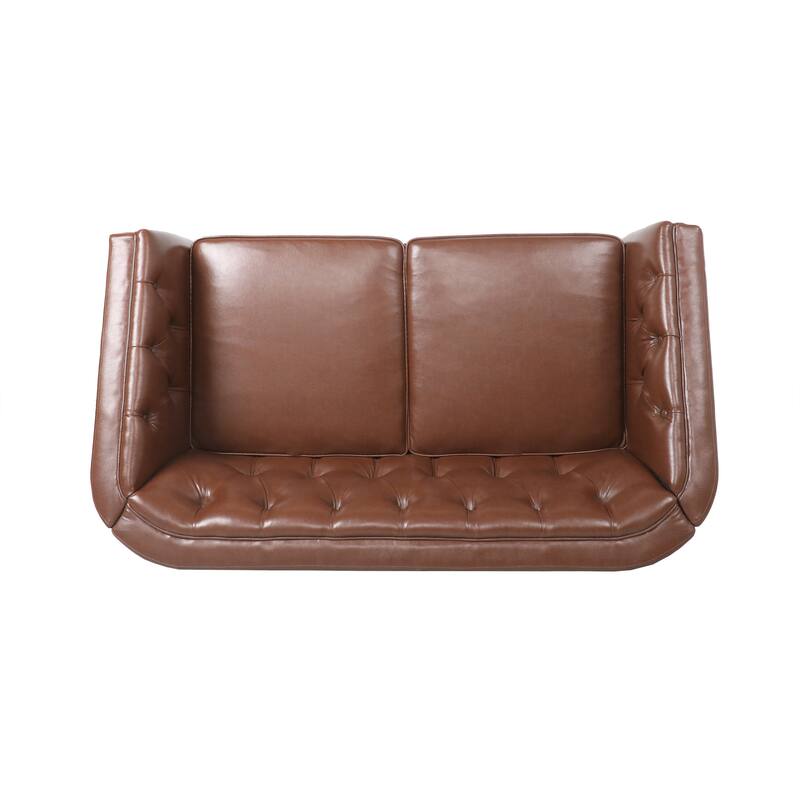 Cantrell Contemporary Faux Leather Tufted Loveseat by Christopher Knight Home