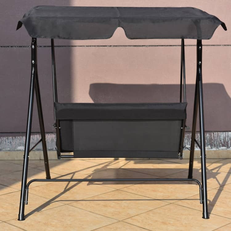 2 Person Weather Resistant Canopy Swing for Porch Garden Backyard Lawn - 55.0" x 43.5" x 60.5" (L x W x H)