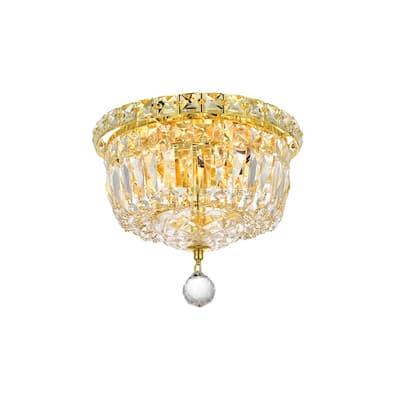 Elegant Lighting Crystal Chandelier Gold Flush Mount Light