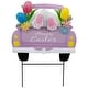 preview thumbnail 1 of 4, Back Seat Bunny Happy Easter Outdoor Garden Stake - 14" - Purple
