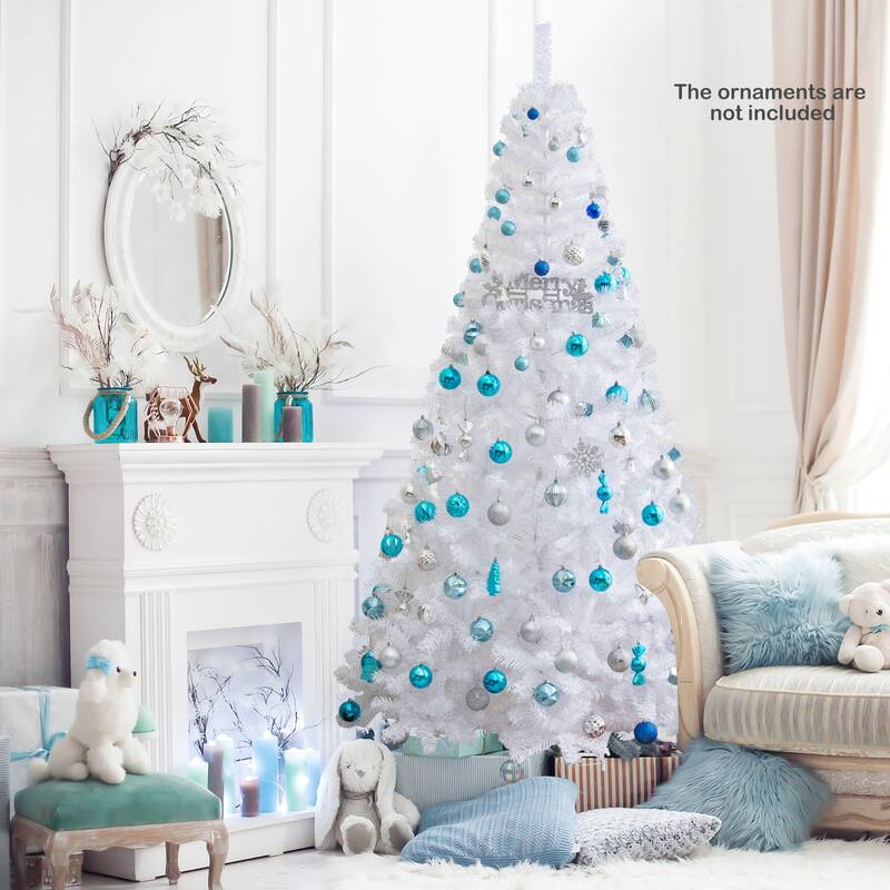 7 Feet White Christmas Tree with Solid Metal Legs