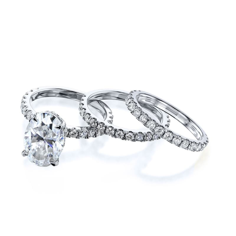 Kobelli Signature Collection Bold Series 4.55 Carats Oval Lab Grown Diamond Certified 14k Solid Gold Odette 3pc Bridal Set