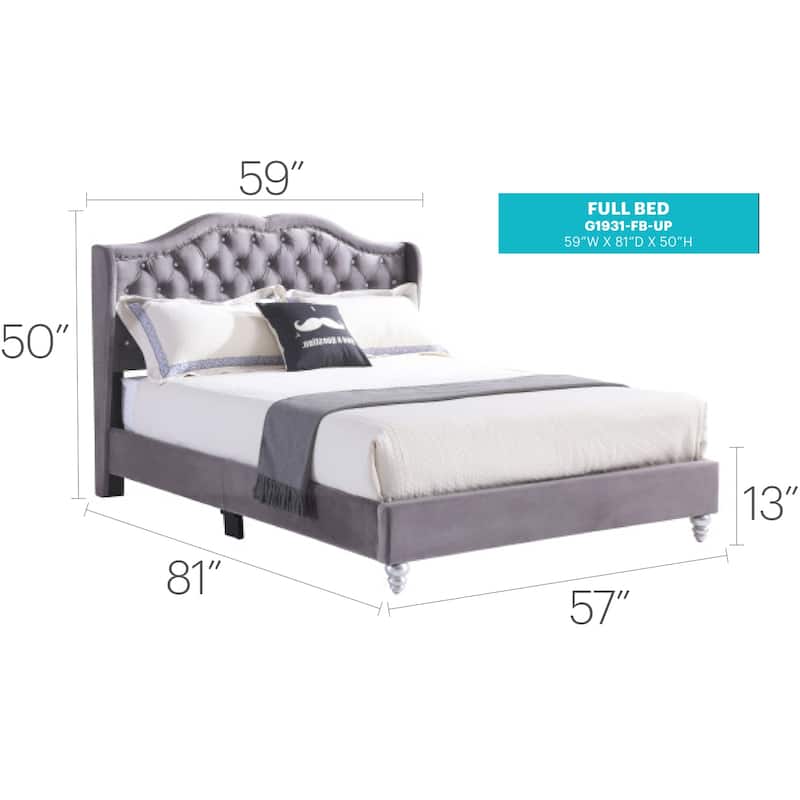 Gray Upholstered Full Bed with Transitional Style, Plush Frame and Sturdy Design for Comfortable Modern Bedrooms