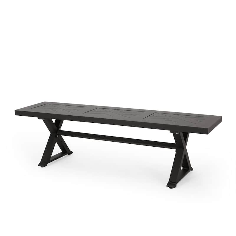 Roomfitters Outdoor Dining Bench, Stylish Bench, Durable Seating for Patio, Garden, and Backyard, Antique Matte Black Finish