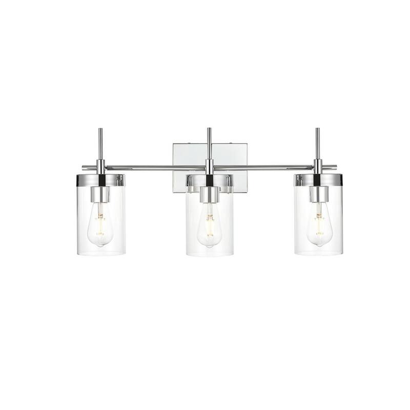 Bento 1 Light Black and Clear Bath Sconce - 24 - Chrome