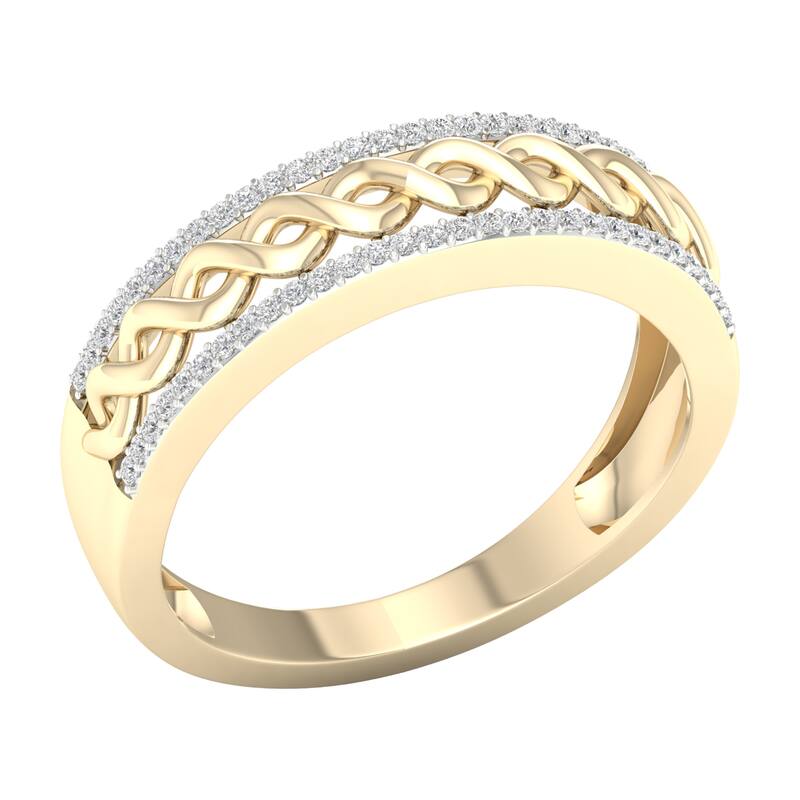 1/6ct TDW Diamond Cuban Link Ring in 10K Gold for Men