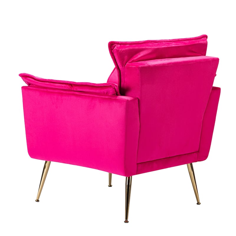 1ida Modern Velvet Tufted Padded Cushion Armchair with Golden Metal Legs by HULALA HOME