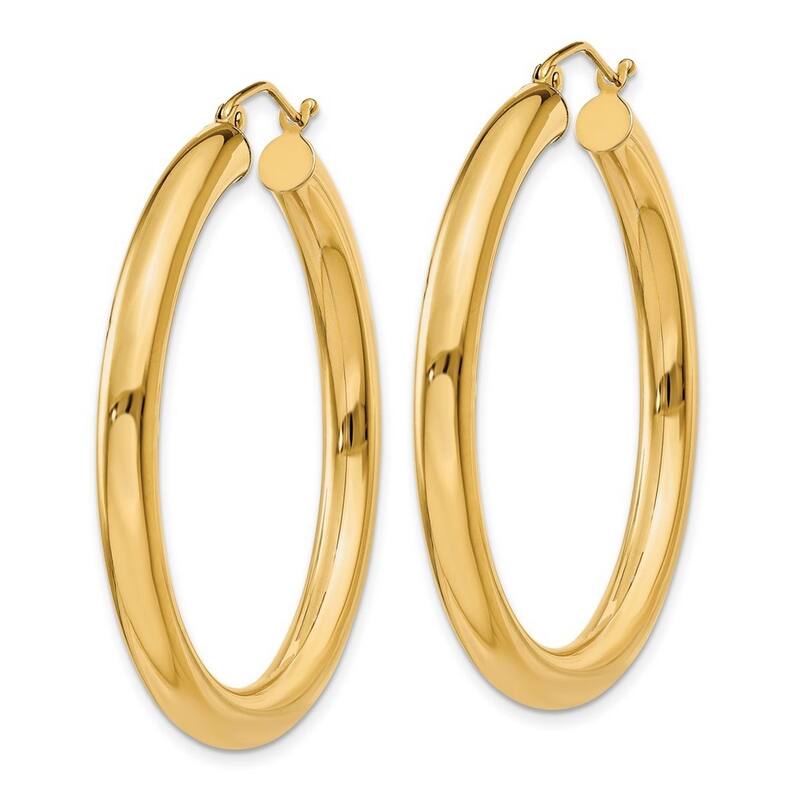 Curata 14k Yellow Gold Polished 4mm Solid Classic Hoop Earrings - 25mm - 65mm