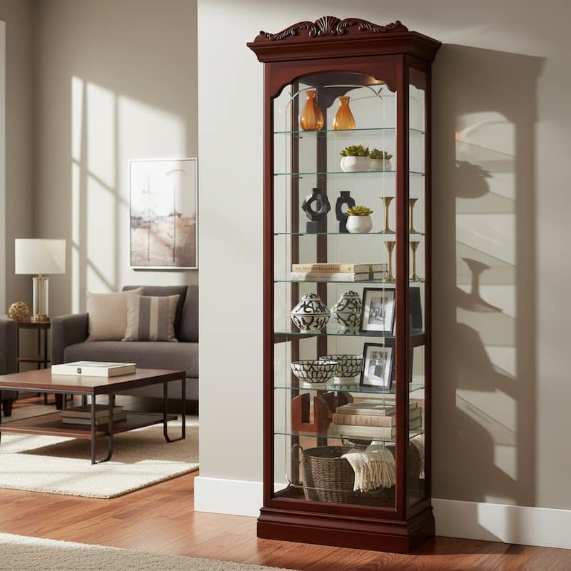 Howard Miller Hastings 8-Shelf Curio Cabinet - Windsor-Cherry