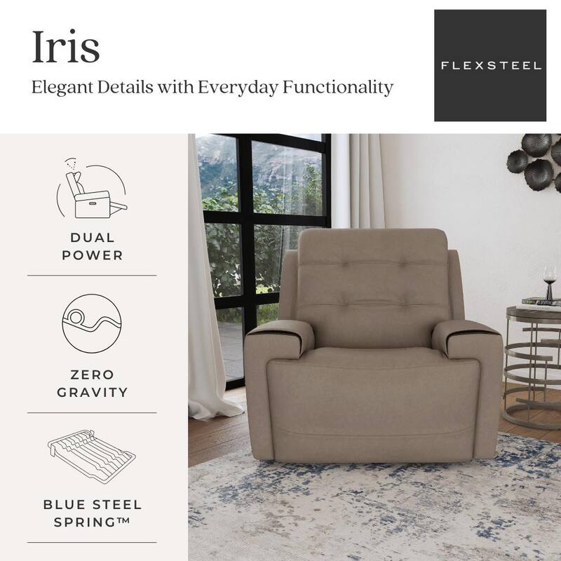 Iris Power Recliner with Power Headrest by Flexsteel - Khaki