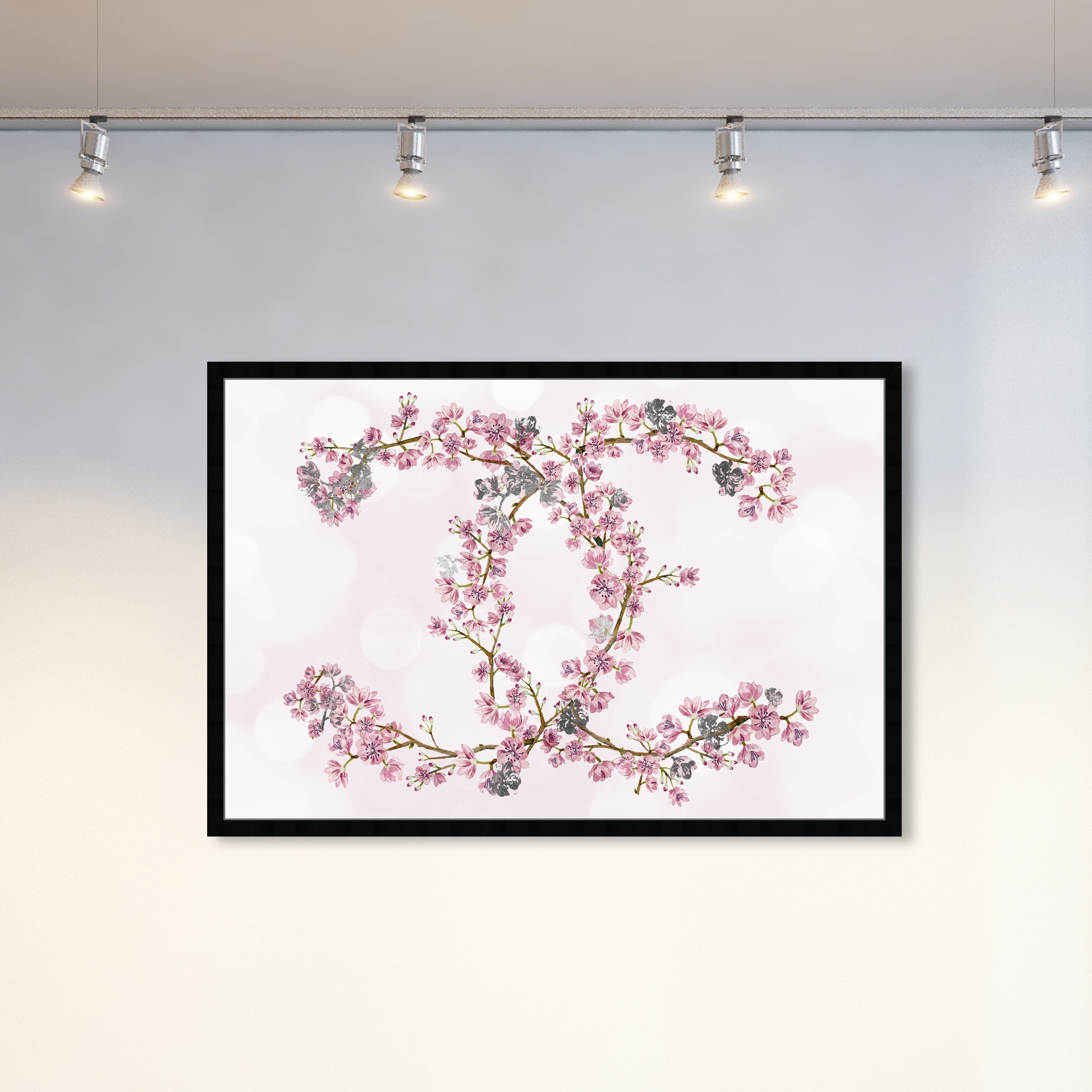 Oliver Gal 'Sakura Love Silver' Fashion and Glam Wall Art Framed Print  Fashion - Pink, Pink