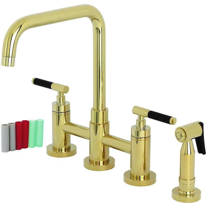 Kingston Brass KS828.CKLBS Kaiser 1.8 GPM Bridge Kitchen Faucet - Polished Brass