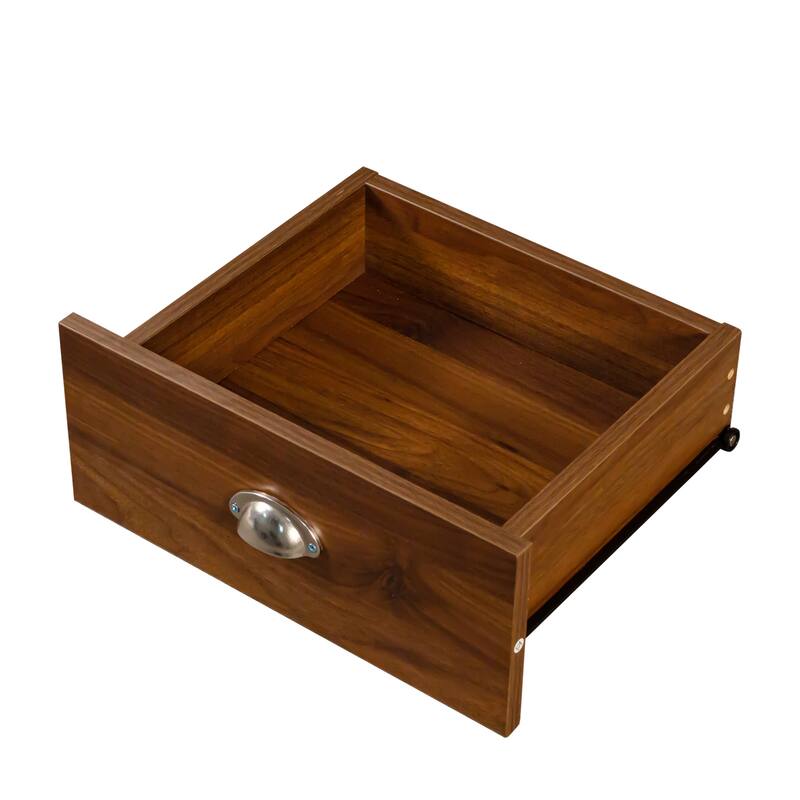 Roomfitters Home Office Computer Desk with Hutch, 59" Study Desk with Drawers, Shelves & Concealed Cabinet, Walnut