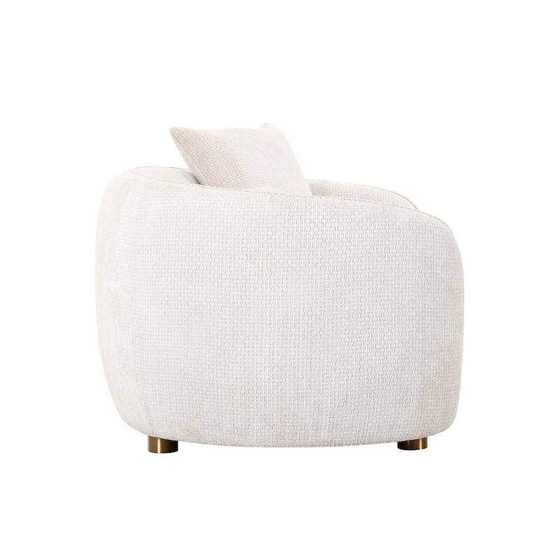 Pasargad Home Zarina Upholstered Modern Loveseat with 2 Pillows, Ivory - W74.8"xD39"xH28.3"